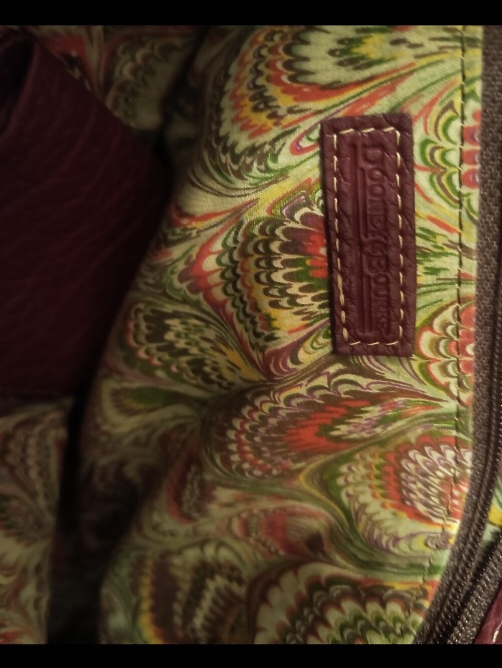 Vintage 2000s Dooney & Bourke Bordeaux Leather Tote Bag | Rare Paisley Interior - Picture 3 of 11